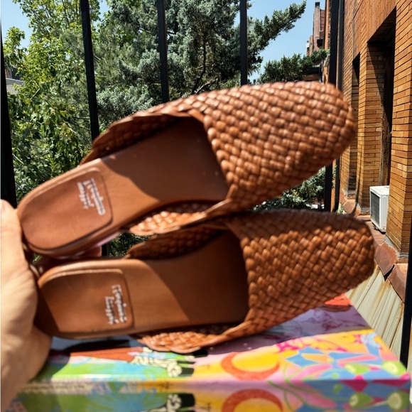 New Jeffrey Campbell Interweave Kitten Heel Woven Mule Sandal Shoes Brown 10 - Picture 13 of 15